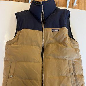 Patagonia Reversible Down Vest, Navy and Brown, Medium